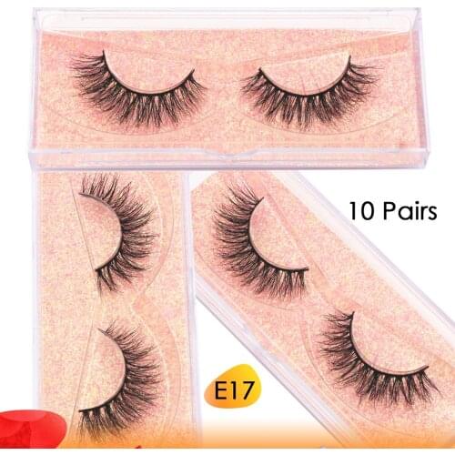 10 Pairs Natural Mink Eyelashes Fluffy Soft Eyelashes 3D Mink Lashes Cruelty-free Handmade Full Strip Lashes Crisscross Lash E17