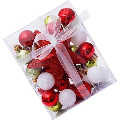 Christmas Ball Ornament Xmas Tree Decorations Hanging Balls Decorative Baubles Pendants With Star Treetop Decor Noel