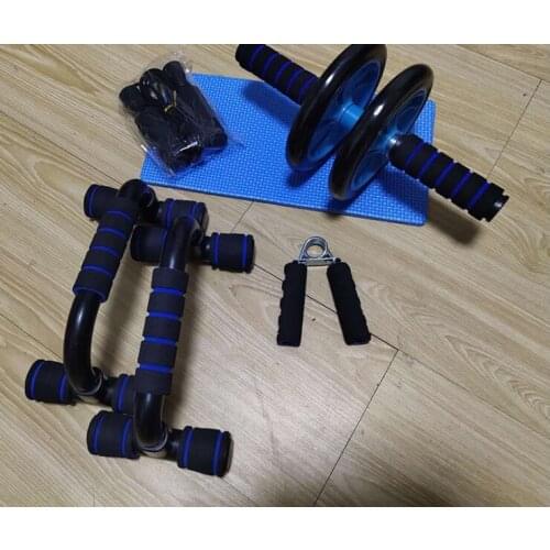 Blue Indoor Fitness Equipment New Abdominal Wheel Combination Set Push-up Bracket Household Grip