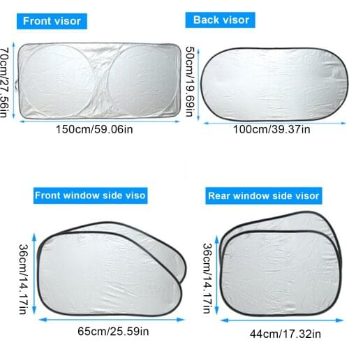 6Pcs Folding Silvering Reflective Car Windshield Window Sun Shade Visor Shield Cover Suction Cup Car Sunshield Sunscreen Curtain