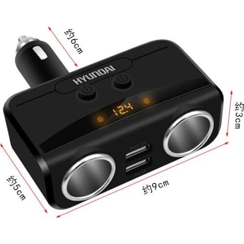 Modern car-mounted mobile phone charger can light cigarettes one-two double USB voltage detection car charging HY-32
