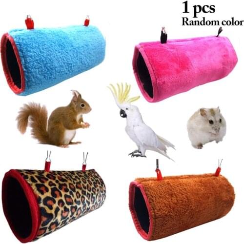 Pet Hamster Tunnel Hammock Winter Plush Warm Rodent Guinea Pigs Hanging Tube Sleeping Bed Cage For Small Animals Ferret Gerbil