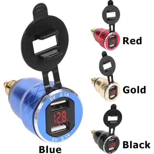 12-24V Motorcycle Charger Motos CNC 4.2A Dual USB Charger LCD Display Motocicleta Charging with Voltmeter for BMW Hella/DIN Plug