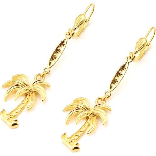 Gold Women Trinidad map Coconut Palm Tree Geometric Metal Coco Joker Earrings Dangle Summer Holiday Earring jewelry gifts