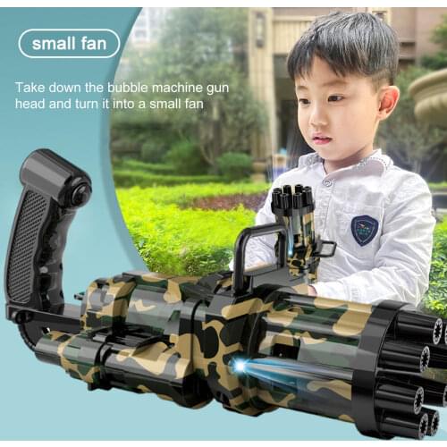 2-in-1 Automatic Soap Water Bubble Gun Toy, Electric Gatling Bubble Machine, Automatic Bubble Maker Blower Fan Combine Function