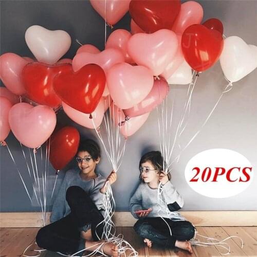 20pcs 12 inch Pink White Red Love Heart Latex Balloons Wedding Valentines Day Romantic Decoration Globos Birthday Party Ballon