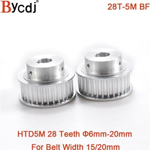 28 Teeth HTD 5M Synchronous Pulley Bore 6//8/10/12/14/15/16/17/18/19/20mm for Width 15/20mm BF HTD5M Timing Belts wheel keyway