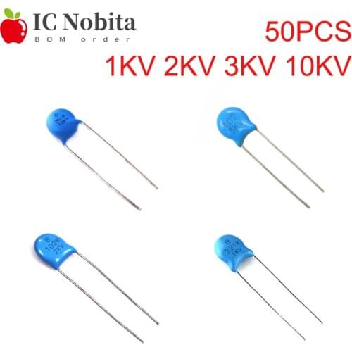 50PCS 1KV 2KV 3KV 10KV Ceramic Capacitor 1000V 2000V 3000V 1NF 10NF 12PF 15PF 22PF 27PF 33PF 47PF 56PF 68PF 82PF High Voltage