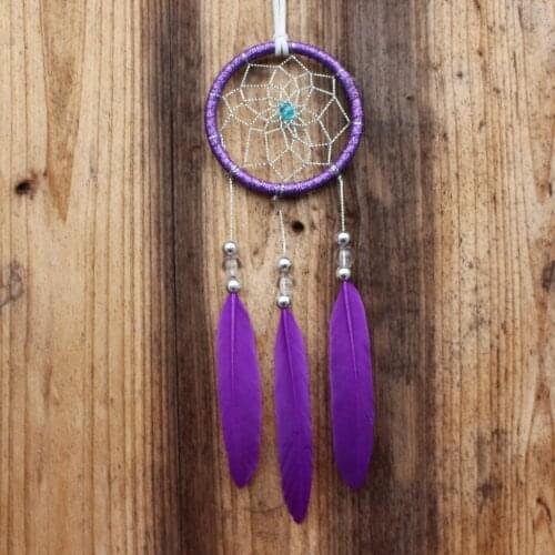 7*30CM Indian Dream Catcher Car Decoration Pendant Handmade Purple Feather Jewelry Birthday Gift Crafts Pendant
