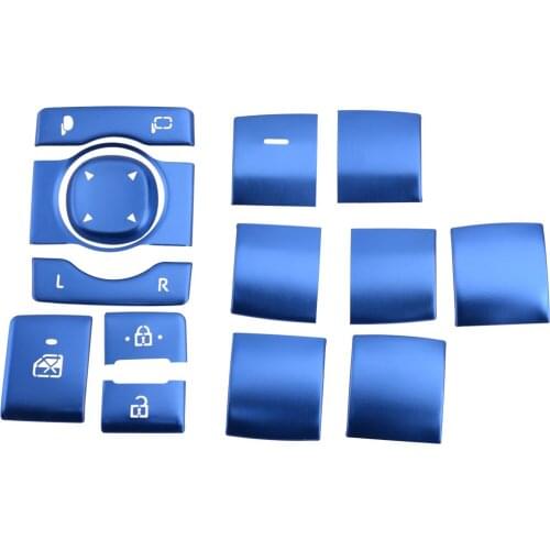 Beler 14Pcs/Set Window Lift Switch Button Panel Trim Fit For Toyota RAV4 2019 2020 Blue Aluminum