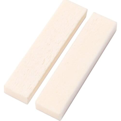 White 2 Pcs Unslotted Bridge Saddles Nuts Bridge Nut 53x7x3mm