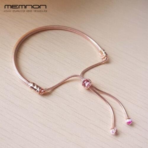 New 925 Sterling Silver Moments Rose Peach Blossom Flower Sliding Bracelets Oriental Style Romantic Jewelry fit charms bead DIY