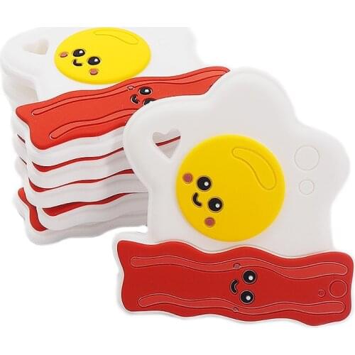 Chenkai 10PCS BPA Free Silicone Poached Egg Shaped Teethers Food Grade For DIY Nursing Necklace Pendant Chewable Teething Toy