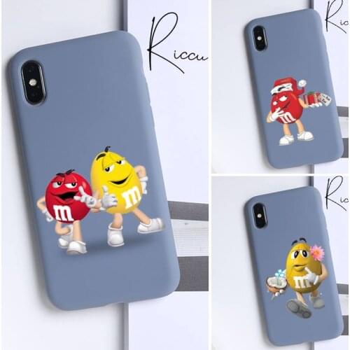 Color lovely M&Ms Chocolate Phone Case for iPhone 8 7 6 6S Plus X SE 2020 XR 11 12 Pro mini pro XS MAX Candy Green Silicone Case