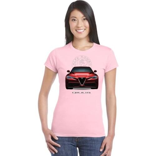 Jumbo size womens fitness clothes 3D Print car woman Tees Alfa Romeo Giulia T-shirt ladies Tshirt Short sleeve t shirt