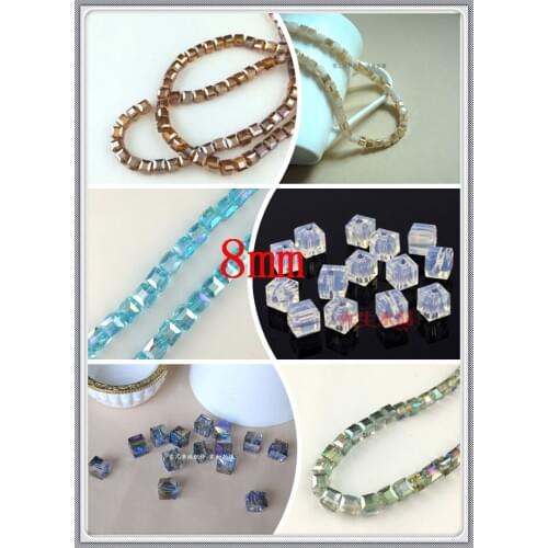Wholesale 350pcs 8mm Faceted Cube Lampwork Glass Beads Square Crystal Spacer Beads For Jewelry Making Cute Necklace DIY Beads