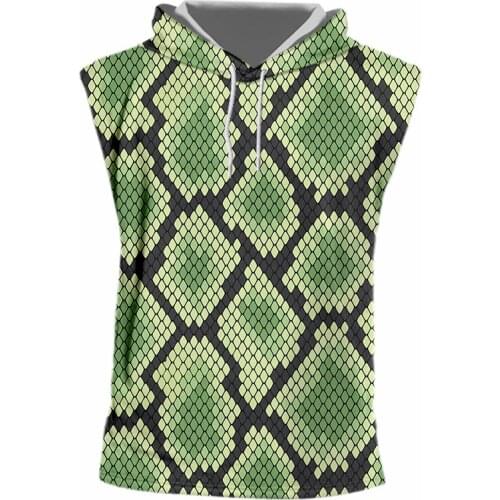 IFPD EU Size Animal Vest Men New Gyms 3D Hooded Tank Tops Print Snake Scale Casual Plus Size 6XL Unisex Summer Sleeveless Shirt