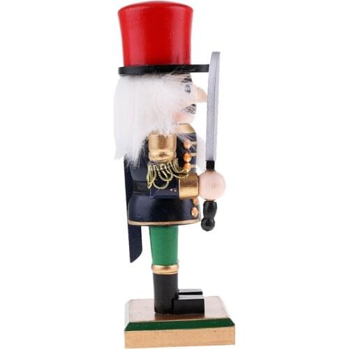 MagiDeal 20cm Wooden Nutcracker Soldier Figures Figurine Xmas Ornament Blue