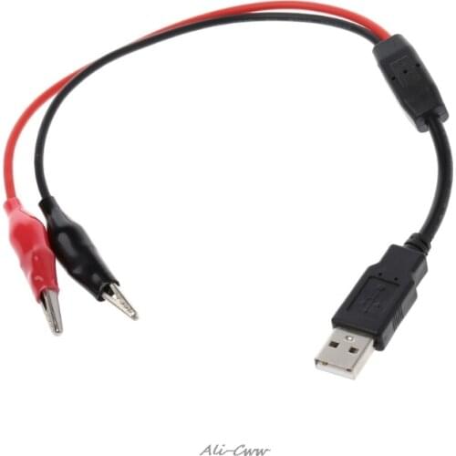 Copper Alligator Clips with Wire Male USB Connector Test Leads Crocodile Clamp