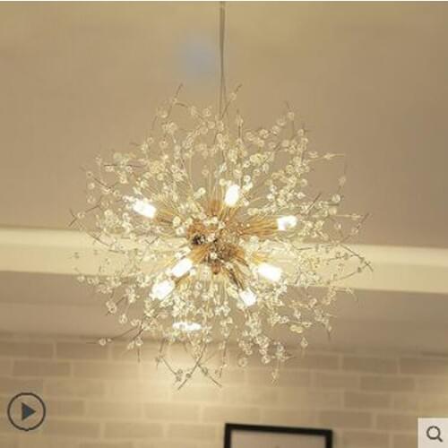 Nordic minimalist living room spark ball crystal restaurant modern creative led art warm bedroom bar chandelier led lighting