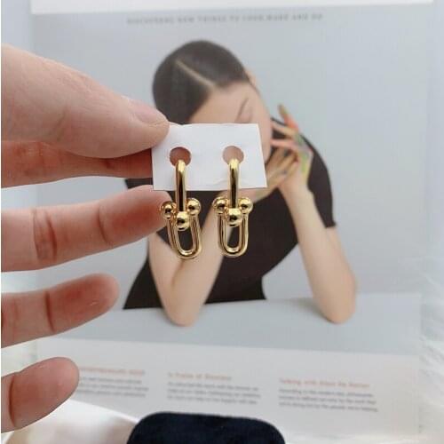 1:1 Tiffon925 Sterling Silver European And American Classic Style Fashion All-Match Double U Earrings, Ladies Jewelry Gifts