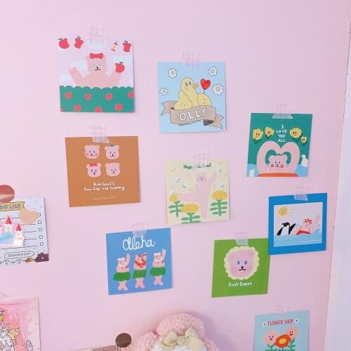 Cartoon Bear Bedroom Wall Decoration Handmade Card Wall Sticker Greeting Card Photo Prop Stationery Children Gifts