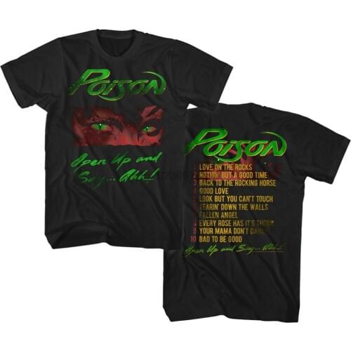 New POISON T-Shirt Mens Retro Metal Rock Band in Black SM - 5XL Two Sided Tour