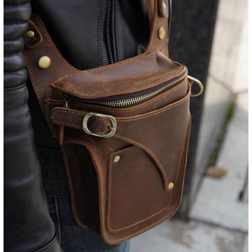 Mens leather waist bag retro man multifunctional large-capacity belt tactical belt outdoor waist bag fashion mens fanny Pack