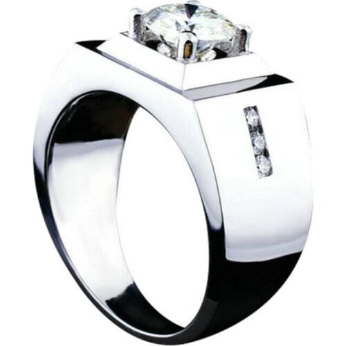 Classic Gentleman Luxury Real S925 Sterling Silver Rings Mens Elegant and Exquisite Engagement Wedding Party Gift for Boyfriend