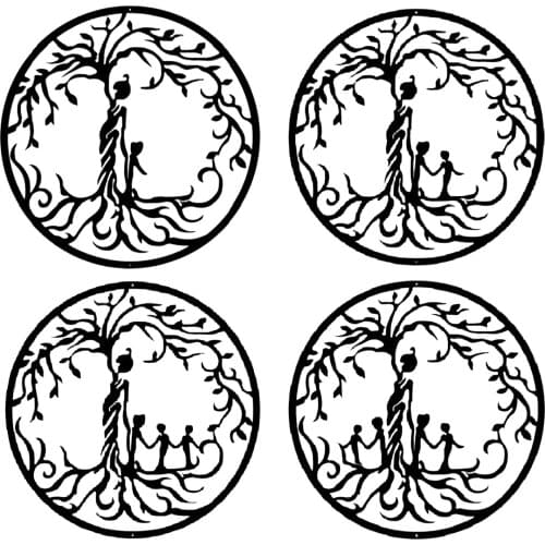 Wall Decor Art Mother & Child Tree Metal Steel Round Hanging Silhouette, Easy to Install Stylish