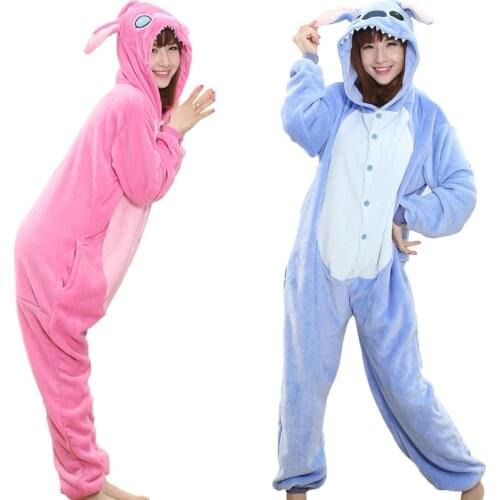 Animal Stitch Kigurumi Unicorn Onesie Adult Teenagers Women Pajamas Funny Flannel Warm Soft Overall Onepiece Night Home Jumpsuit