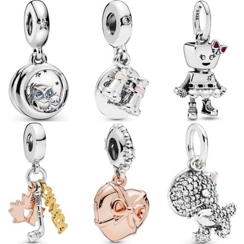 Diy Charm Always By Your Side Owl Binoculars Dinosaur Bella Bot Pendant 925 Sterling Silver Beads Fit Fashion Bracelet Jewelry
