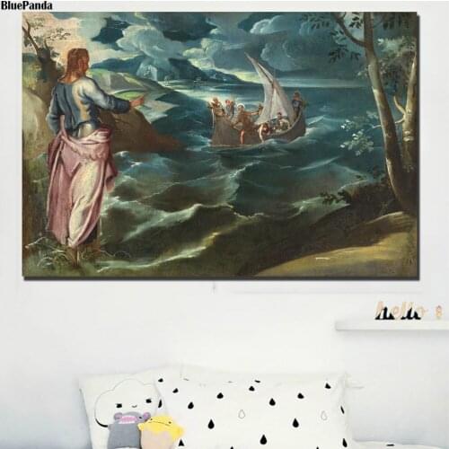 Christ And Saint Peter At The Sea of Galilee Poster Painting On Canvas Bedroom Wall Art Decoration Pictures Home Decor