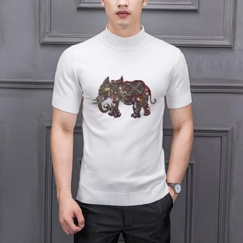 Spring And Summer Slim Mens Sweater Comfortable Soft Fabric Knitted T-Shirt Hot Diamond Technology Trend Pullover O-Neck