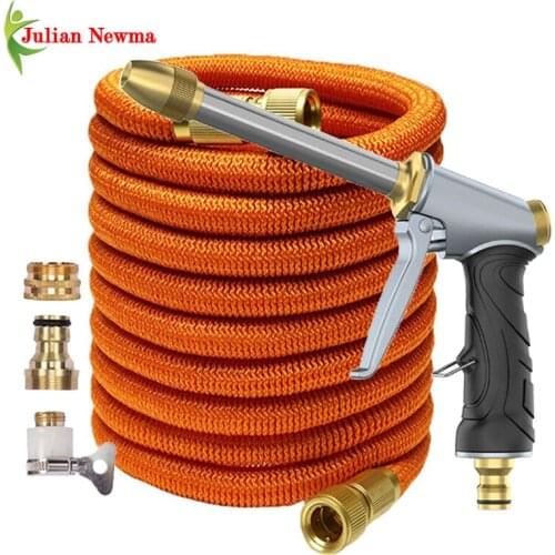 Dropship Expandable Garden Hose Flexible Shrinks Brass Water Gun Sprinkler High Pressure Car Washer Nozzle Showers Garden Supply
