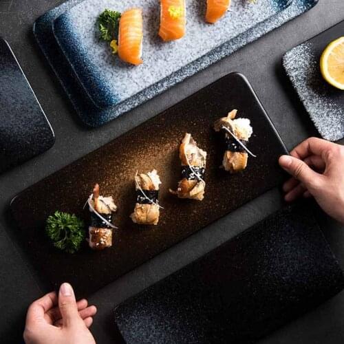 Rectangle Ceramic Dinner Plate Barbecue Meat Sushi Cuisine Dish Porcelain Dessert Plates Dinnerware Cake Plate 7.5/10/12 Inch