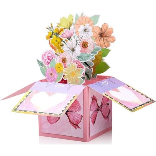 3D Pink Bouquet Pop Up Card - Perfect for Mothers Day, Anniversary, Thank You, Birthday Handmade Pop Up Cards for All Occasions