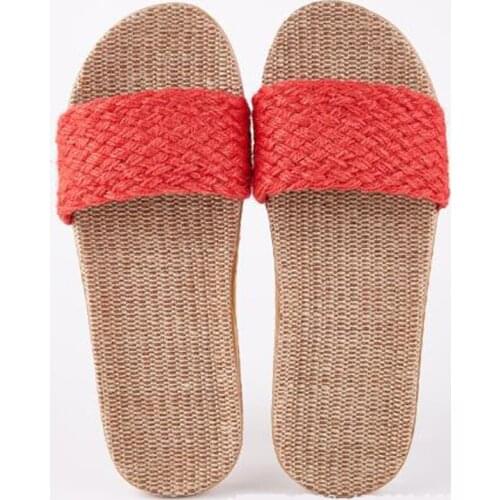 Womens Summer Flat Sandals Indoor EVA House Linen Slippers Women Slides Outdoor Beach Flip Flops Casual Solid Home Flax Shoes