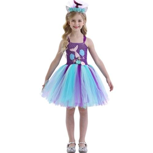 Girls Blue Fitting Skirt Show Princess Dress Anime Mermaid Cosplay Perform Props Festival Party School Activity Birthday Cloth