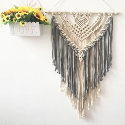Hand-Woven Tassel Tapestry Decoration Fabric Woven Flag Nordic Style Background Cloth Bedroom Hanging Cloth