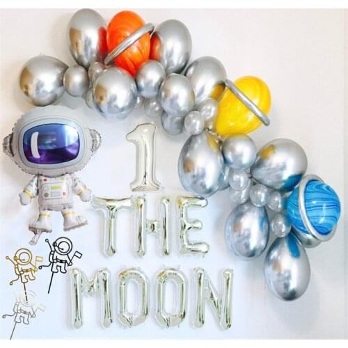Astronaut Foil Balloon Out of this world Outer Space Party Decoration Trip to the Moon Cupcake Toppers Blast off Birthday Decor