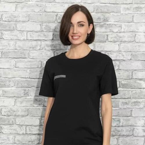 Short Sleeve T Shirts Women Letter 100% Cotton Loose Crewnenck Sweatshirt Tops New Summer Solid Color Casual Female Clothing