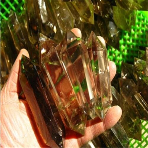 1 kg, natural tea crystal double pointed pillar, household decoration