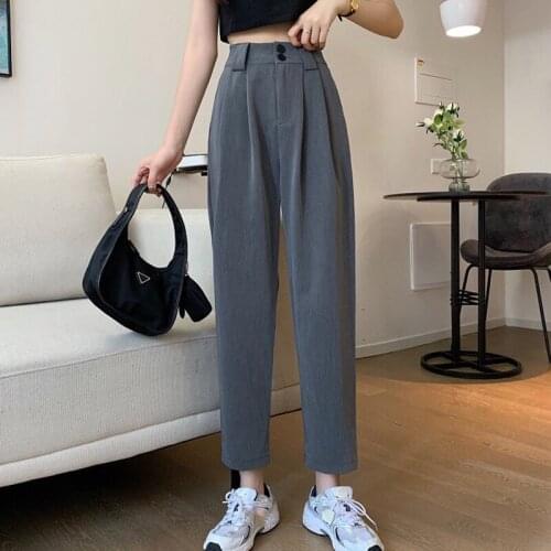 2021 Comfort Women Pants Students High Waist Slacks Oversized Gabby Suit Pants Lady Plus Size Korean Straight Oversized Trousers