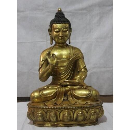27" Tibetan bronze copper Seat lotus Shakyamuni Sakyamuni Amitabha Buddha Statue