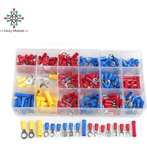 300PCS 18 Type Assortment Insulated Wire Crimp Electrical Terminals Connector Ring/Spade/Butt Crimp Connector Terminals Wire Kit