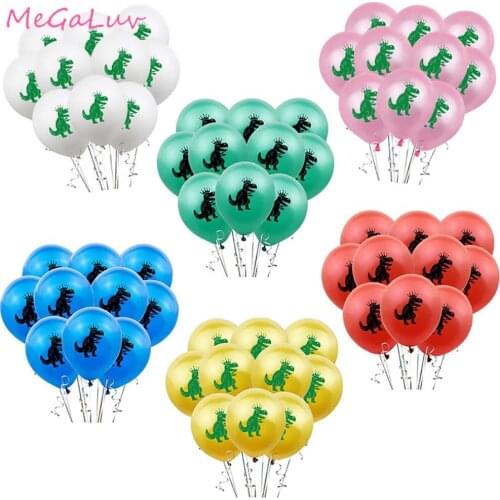 5pcs 12inch Crown Dinosaur Latex Balloon Childrens Toy Baby Shower Happy Birthday Decorations