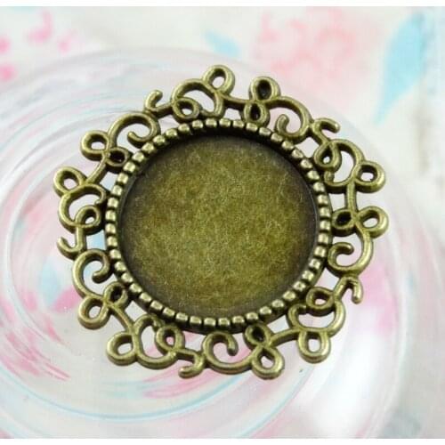 50pcs 14mm Inner Size 24x24mm Outer Size Vintage Antique Bronze Color Zinc Alloy Cameo Cabochon Base Setting