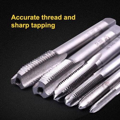 6Pcs M3-M8 Metric Right Hand Thread Taps HSS Screw Tap Drill Bit Set Straight Flute Plug Taps Hand Tools
