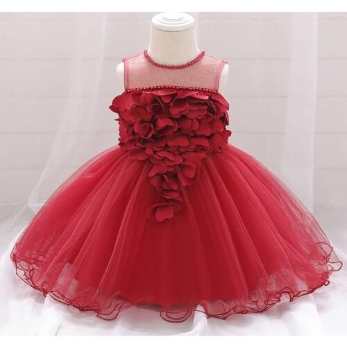 Newborn Flower Baby Girl Dress 1st Birthday Dress For Girl Clothing Child Lace Beading Wedding Princess Dresses 12 24 Month